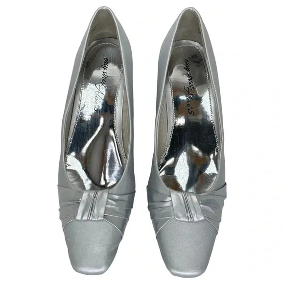 Easy Street Womens Heels 9M Waive Silver Satin - Picture 5 of 13